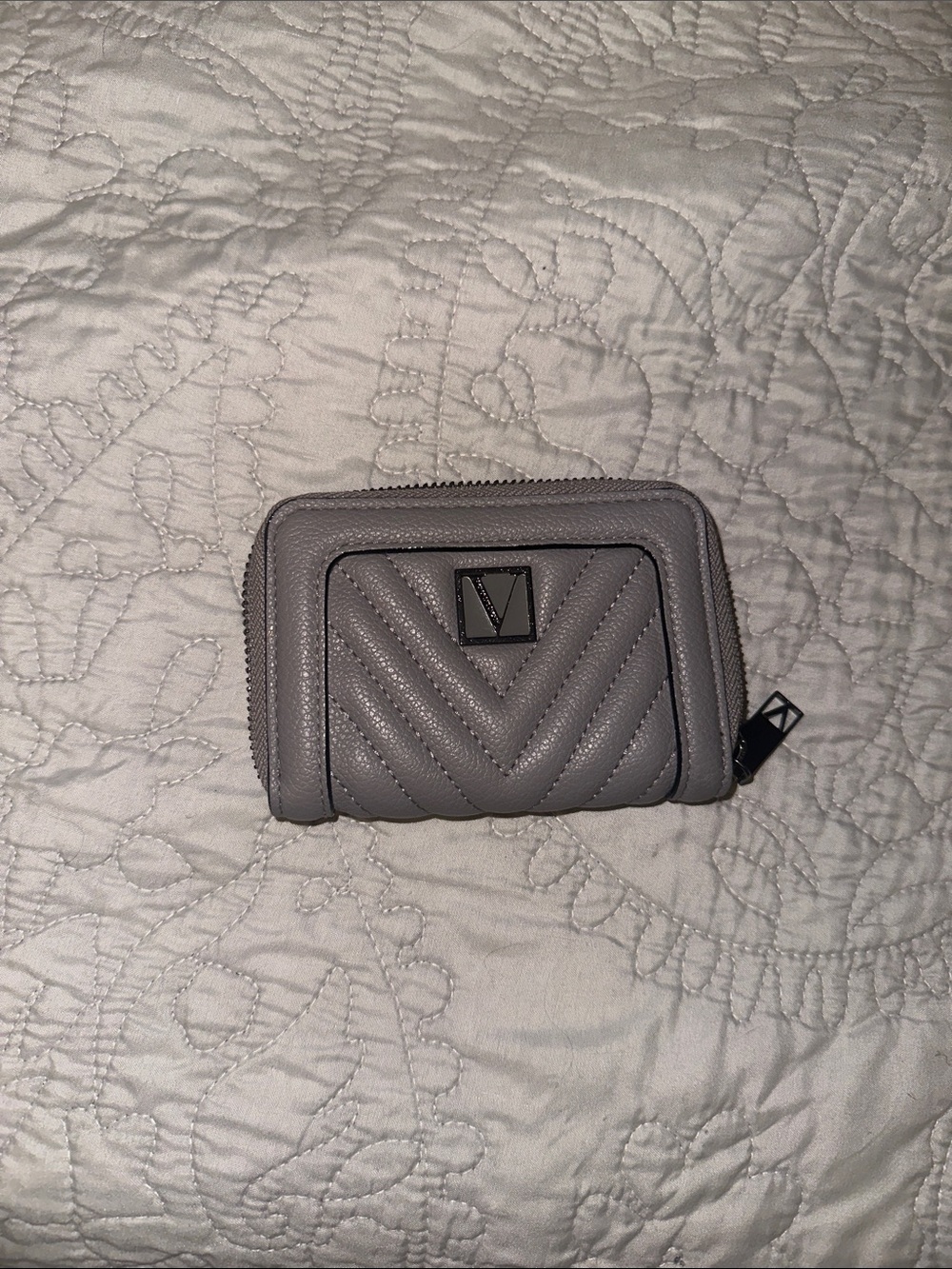 Victoria's Secret Gray Quilted Zip Card Wallet